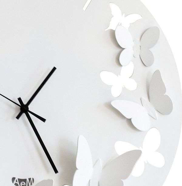 Arti e Mestieri 掛け時計　蝶々　アルティ・エ・メスティエリ　Wall clock Butterfly Spring 2875-C26  white　イタリア　壁掛け時計 送料無料